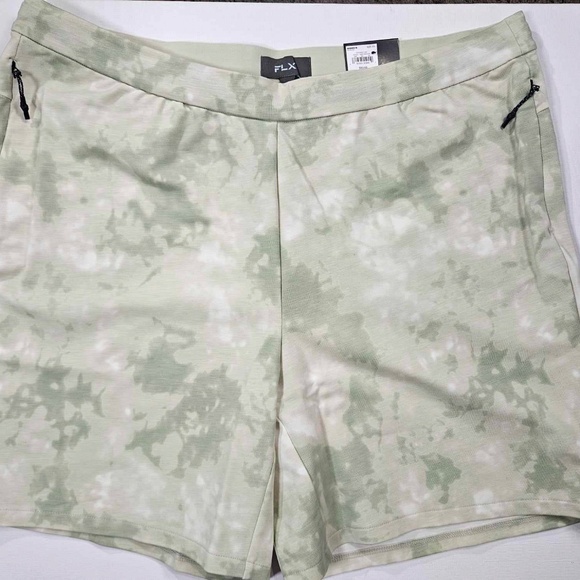 FLX Shorts Mens 2XL Green Tie Dye Stretch Drawstring Leisure Pockets Breathable - Picture 7 of 10